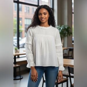 Trafaluc by Zara- SMALL- 3/4 sleeve blouse Elegant White